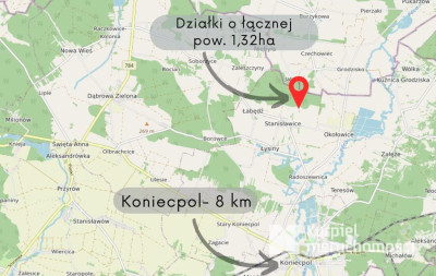 Działka rolna 1,32 ha - gmina Koniecpol