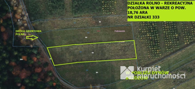 Wara- działka rolna 18 arów w pobliżu lasu