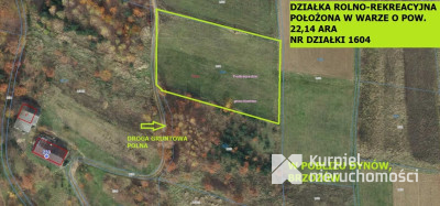 Wara- działka rolna 22 ary w pobliżu lasu