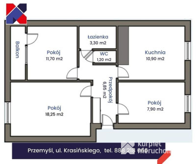 Mieszkanie I piętro balkon 3 pokoje Krasińskiego