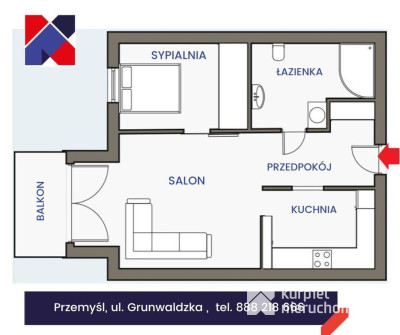 Przestronne mieszkanie Kmiecie 2 pokoje balkon