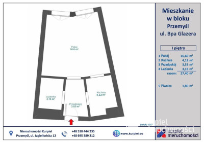Kawalerka/os. Glazera/ 1 piętro