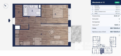 Kraków Wola Duchacka, mieszkanie 45,64 m2