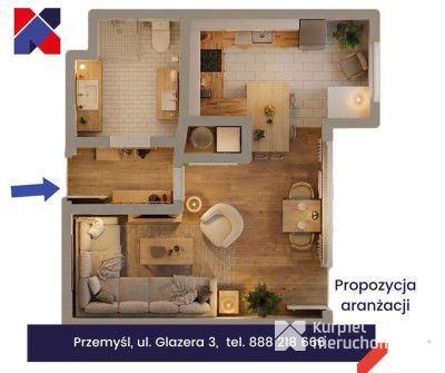 Przytulna kawalerka z balkonem parter Glazera