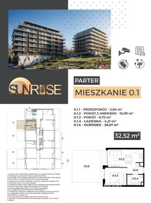 Sunrise Park | Mieszkanie 0.1 | 2 pokoje 32,52 m² + ogród |