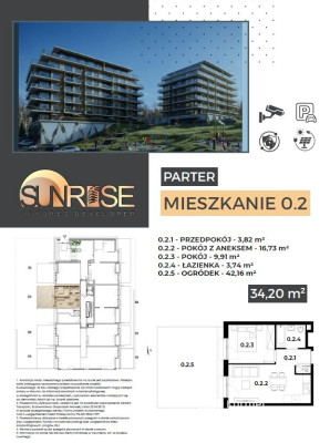 Sunrise Park | Mieszkanie nr 0.2 | 2 pokoje 34,20 m² + ogród |