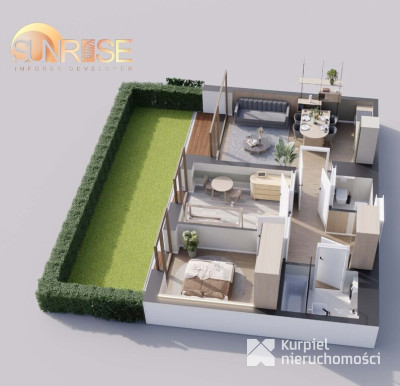 Sunrise Park | Mieszkanie nr 0.3 | 3 pokoje 55,64 m² + ogród |