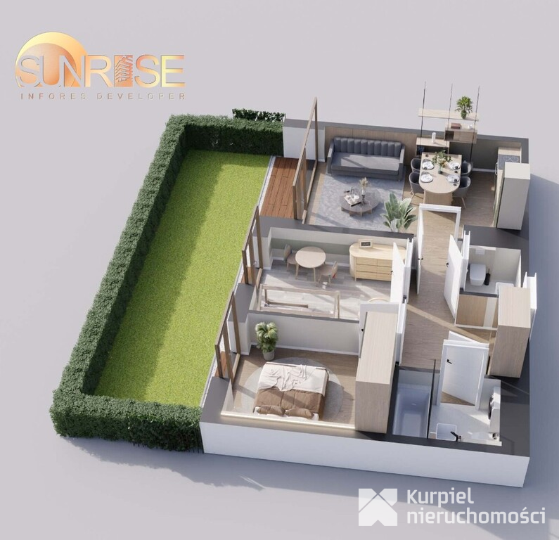 Sunrise Park | Mieszkanie nr 0.3 | 3 pokoje 55,64 m² + ogród |