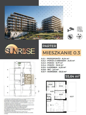 Sunrise Park | Mieszkanie nr 0.3 | 3 pokoje 55,64 m² + ogród |