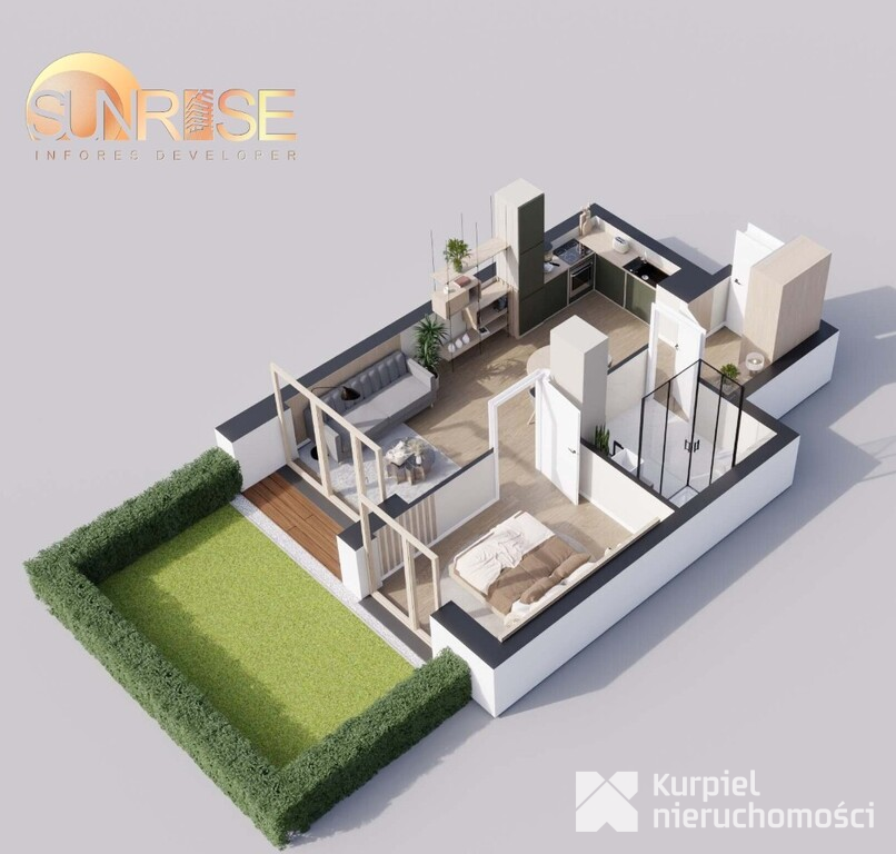 Sunrise Park | Mieszkanie nr 0.4 | 2 pokoje 39,32 m² + ogród |