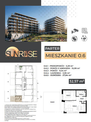 Sunrise Park | Mieszkanie nr 0.6 | 2 pokoje 32,57 m² + ogród |