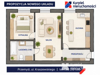 Mieszkanie na 1 piętrze blok Kraszewskiego