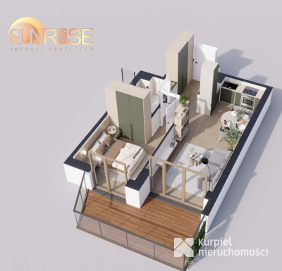 Sunrise Park | Mieszkanie nr 1.2 | 2 pokoje 39,25m2 + balkon |