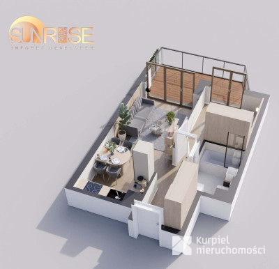 Sunrise Park | Mieszkanie nr 1.2 | 2 pokoje 39,25m2 + balkon |