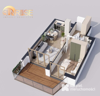 Sunrise Park | Mieszkanie nr 1.4 | 2 pokoje 39,43 m2 + balkon |