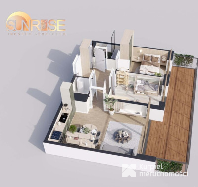Sunrise Park | Mieszkanie nr 1.3 | 3 pokoje 55,64 m2 + balkon |