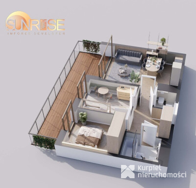 Sunrise Park | Mieszkanie nr 1.3 | 3 pokoje 55,64 m2 + balkon |