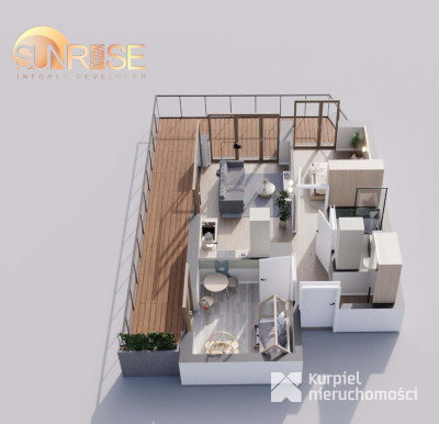 Sunrise Park | Mieszkanie nr 2.2 | 3 pokoje 47,42 m2 + balkon |