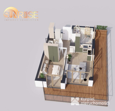 Sunrise Park | Mieszkanie nr 2.2 | 3 pokoje 47,42 m2 + balkon |