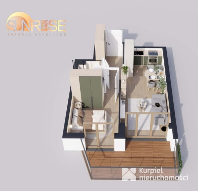 Sunrise Park | Mieszkanie nr 2.3 | 2 pokoje 39,25 m2 + balkon |