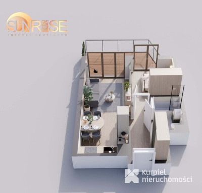 Sunrise Park | Mieszkanie nr 2.3 | 2 pokoje 39,25 m2 + balkon |