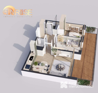 Sunrise Park | Mieszkanie nr 2.4 | 3 pokoje 55,64 m2 + balkon |