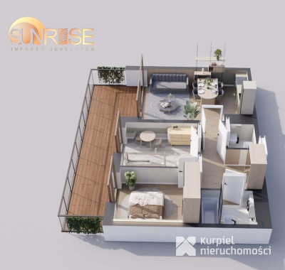 Sunrise Park | Mieszkanie nr 2.4 | 3 pokoje 55,64 m2 + balkon |