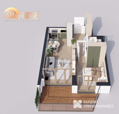 Sunrise Park | Mieszkanie nr 2.5 | 2 pokoje 39,43 m2 + balkon |