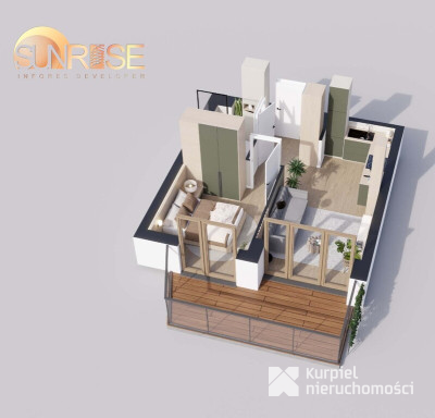 Sunrise Park | Mieszkanie nr 2.8 | 2 pokoje 32,52 m2 + balkon |