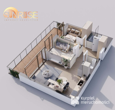 Sunrise Park | Mieszkanie nr 2.9 | 2 pokoje 56,26 m2 + balkon |