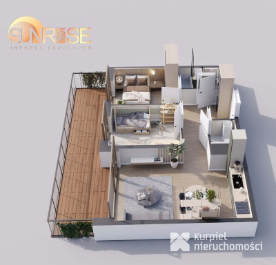Sunrise Park | Mieszkanie nr 2.9 | 2 pokoje 56,26 m2 + balkon |