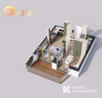 Sunrise Park | Mieszkanie nr 2.10 | 2 pokoje 29,02 m2 + balkon |