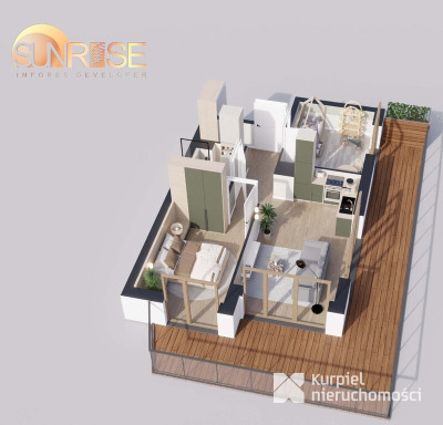 Sunrise Park | Mieszkanie nr 3.2 | 3 pokoje 47,42 m2 + balkon |