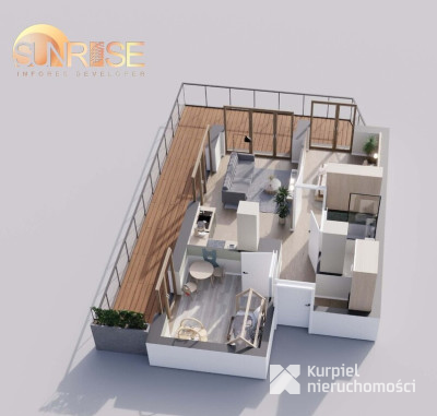 Sunrise Park | Mieszkanie nr 3.2 | 3 pokoje 47,42 m2 + balkon |