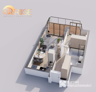 Sunrise Park | Mieszkanie nr 3.3 | 2 pokoje 39,25 m2 + balkon |