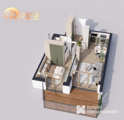Sunrise Park | Mieszkanie nr 3.3 | 2 pokoje 39,25 m2 + balkon |