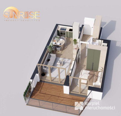 Sunrise Park | Mieszkanie nr 3.5 | 2 pokoje 39,43 m2 + balkon |