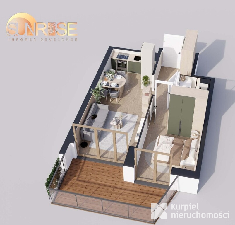 Sunrise Park | Mieszkanie nr 3.5 | 2 pokoje 39,43 m2 + balkon |