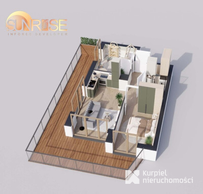 Sunrise Park | Mieszkanie nr 3.6 | 3 pokoje 47,42 m2 + balkon |