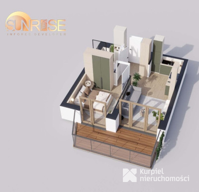 Sunrise Park | Mieszkanie nr 3.8 | 2 pokoje 32,52 m2 + balkon |