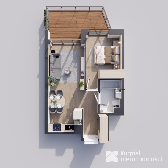 Sunrise Park | Mieszkanie nr 4.3 | 2 pokoje 39,25 m2 + balkon |