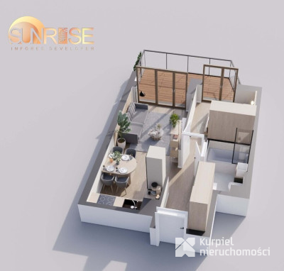 Sunrise Park | Mieszkanie nr 4.3 | 2 pokoje 39,25 m2 + balkon |