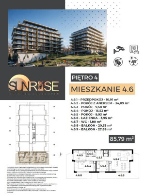 Sunrise Park | Mieszkanie nr 4.6 | 4 pokoje 85,79 m2 + balkon |