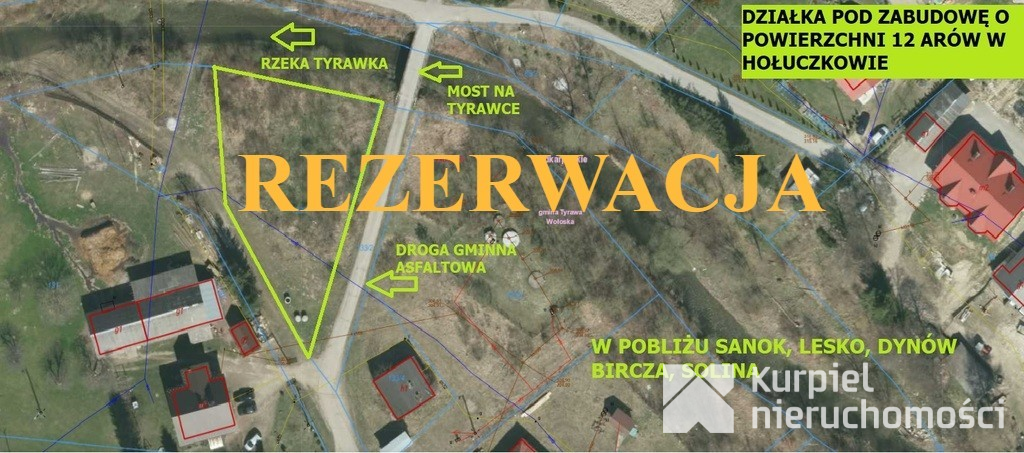 HOŁUCZKÓW- działka o pow. 11,71 arów nad rzeką